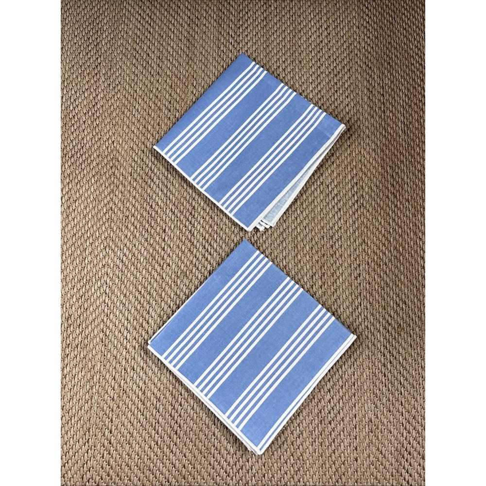 2 Longaberger 12" Accent Square Sky Blue Stripe